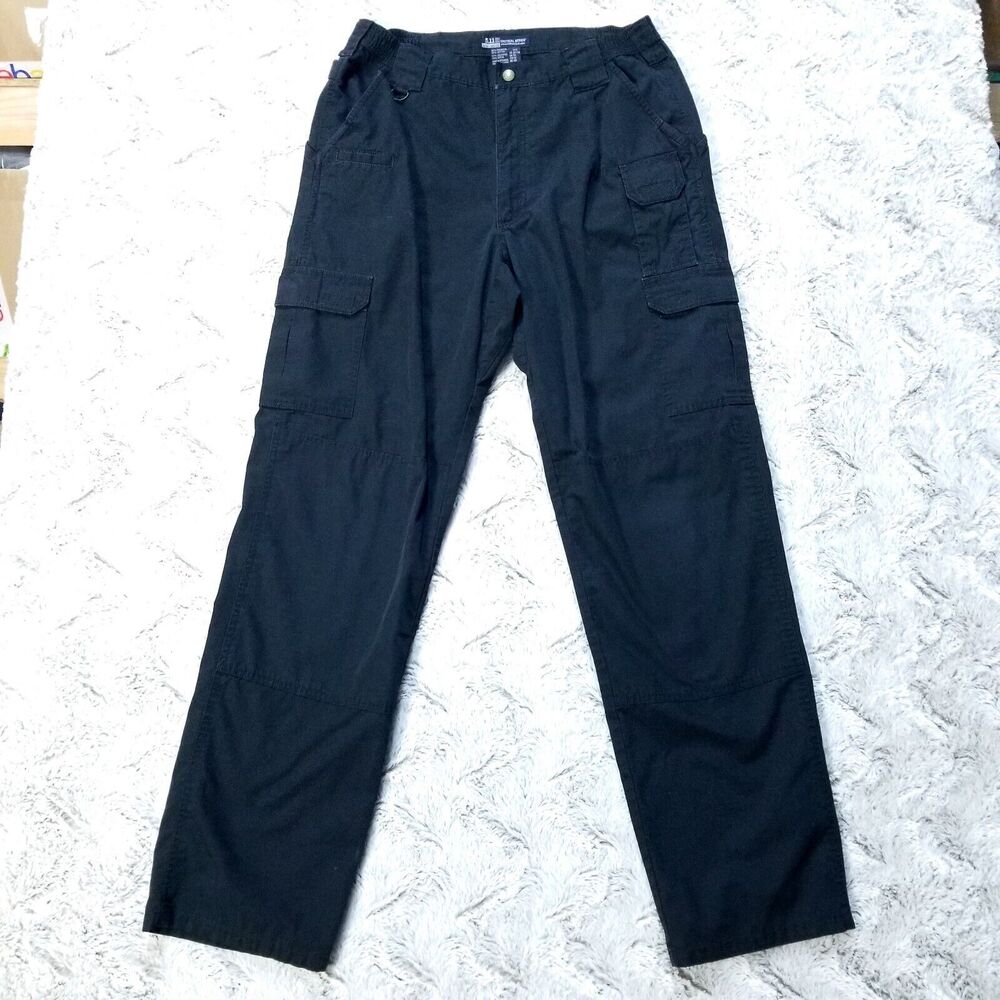 5.11 Tactical Cargo Pants Mens 34x36 Black Flat‎ Front Straight Canvas Dark Wash